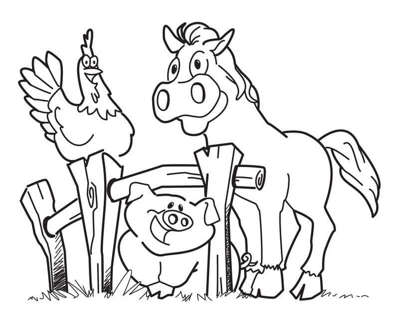 Lovely Farm Animals coloring page