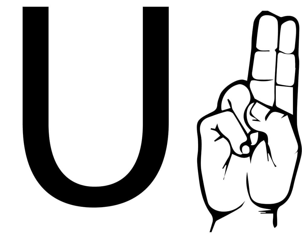 Letter U American Sign Language coloring page