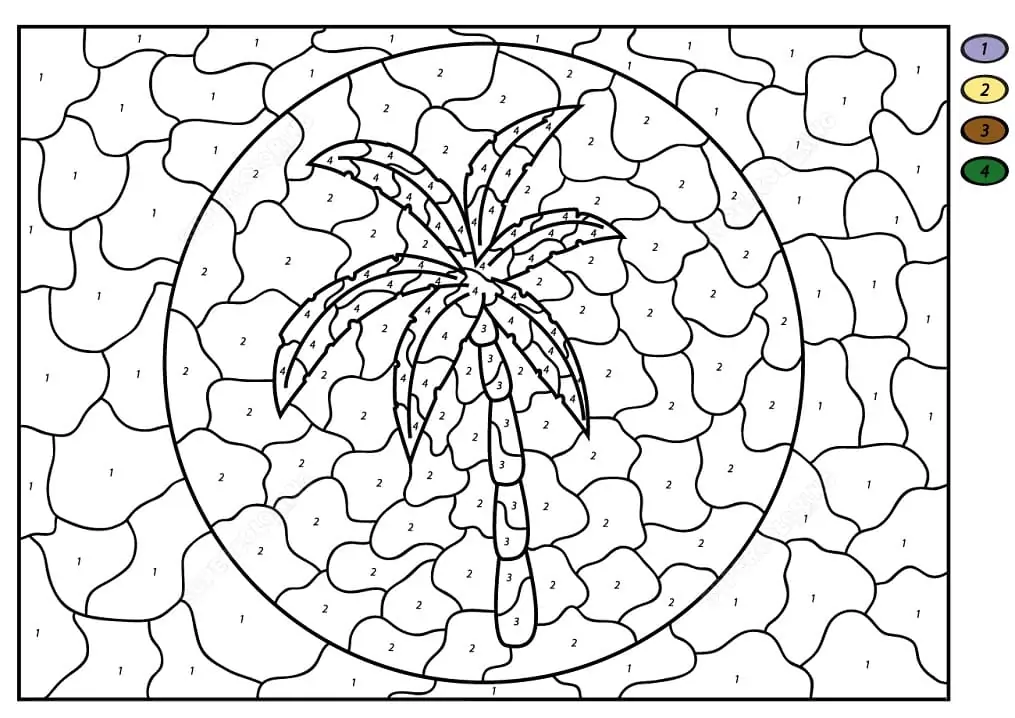 Coconut Palm Color by Number