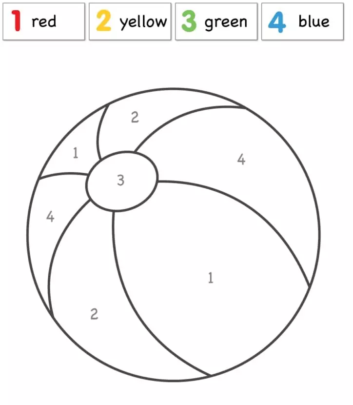 Easy Beach Ball Color by Number