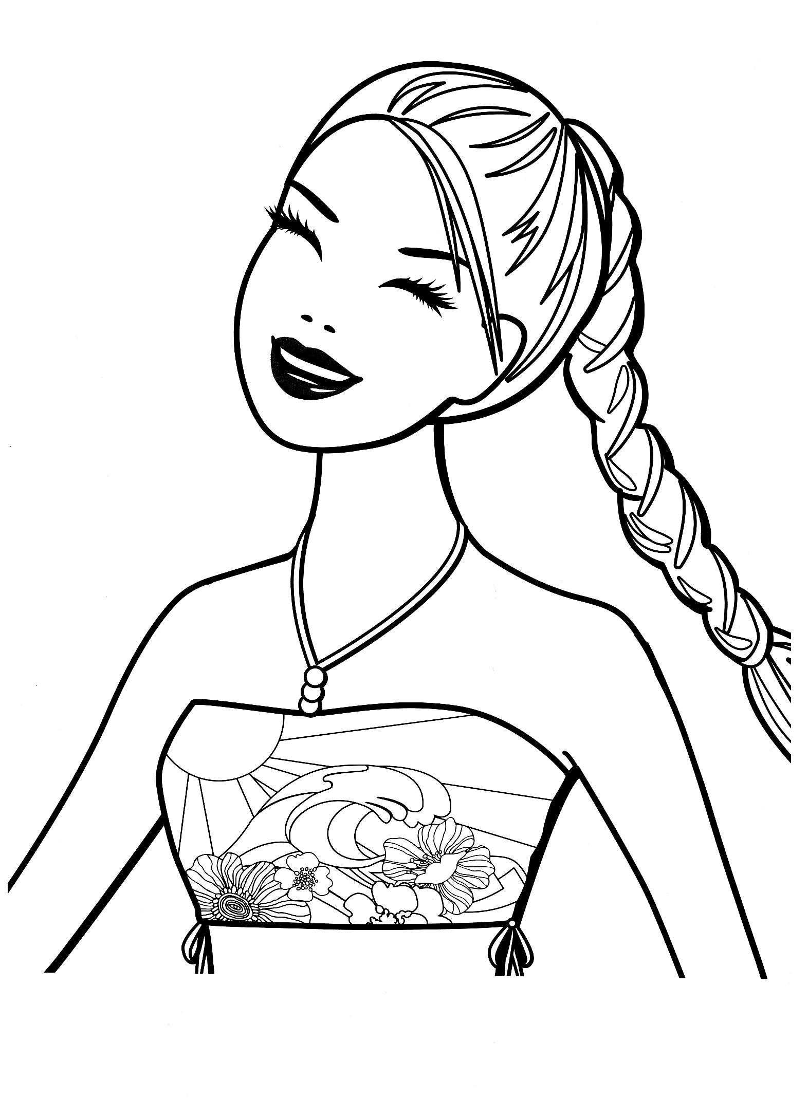 Download Coloring page - Barbie with beautiful braid