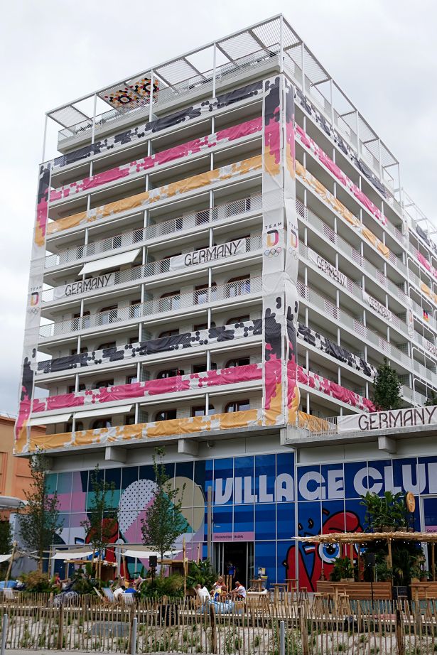 German accommodations in the athletes' Olympic Village, Paris, France.