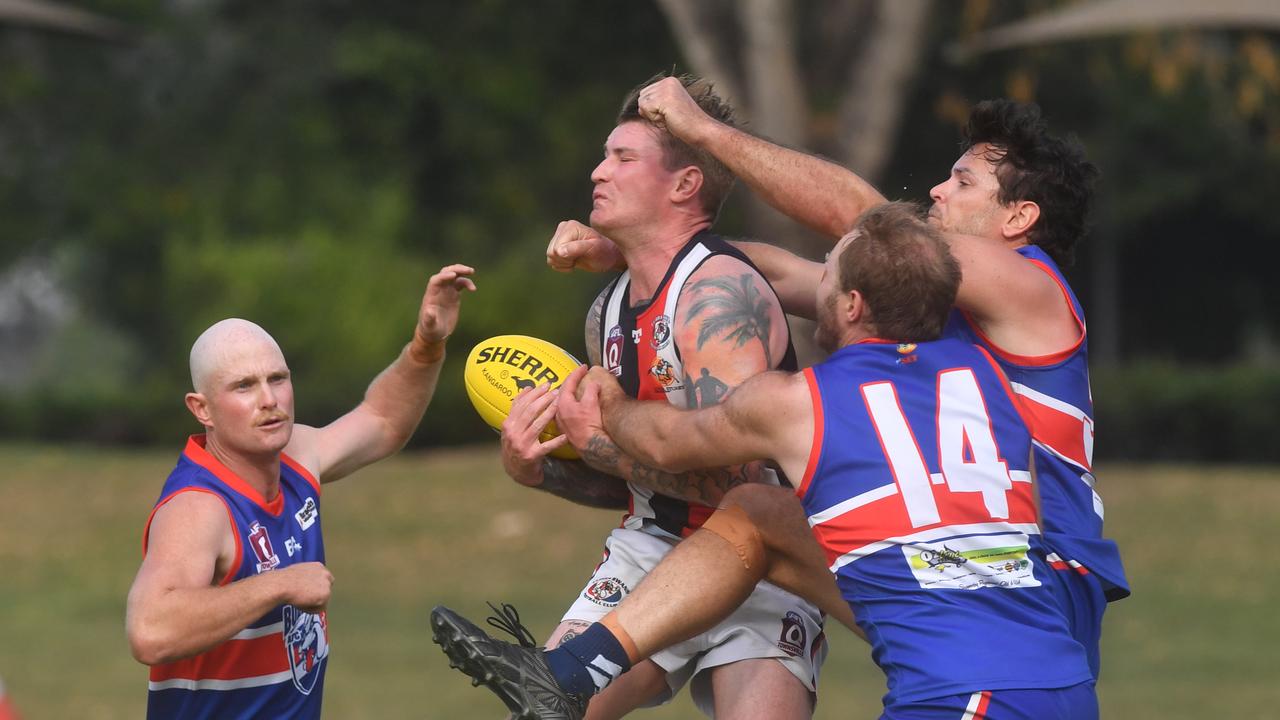 Townsville AFL Mens Grand Final between Curra Swans and Thuringowa Bulldogs at Riverway. Swans Shane Lindgren. Picture: Evan Morgan