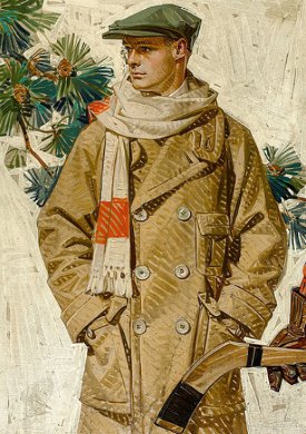 Vintage illustration young man wearing wool flat cap. 