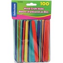 Selectum Wood Craft Stick - Assorted Colours, 100/Pack