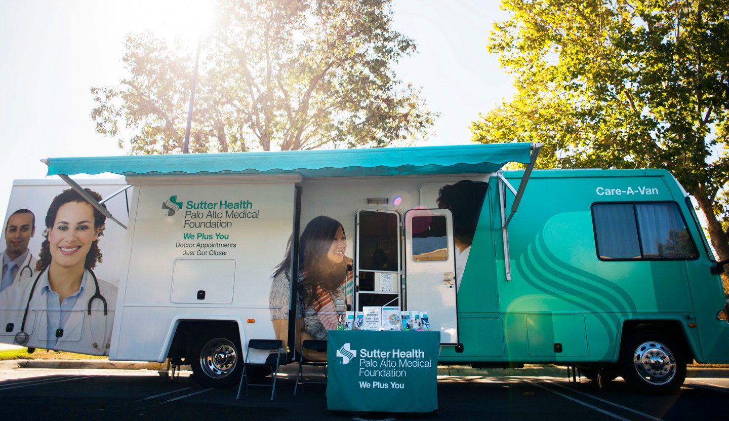 Milpitas, California - October 1: Sutter Health's "Care-A-Van" travels to a variety of sillicon valley companies, providing on site exams.