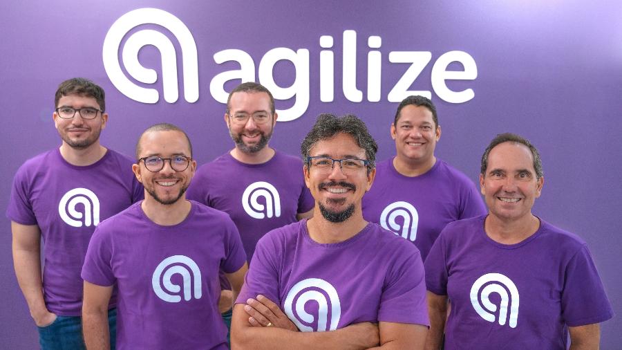 Sócios da Agilize: Ernesto Amorim, Marlon Freitas, Rafael Viana, Rafael Caribé, Adriano Fialho e Alberto Vila Nova (esq. para dir.)