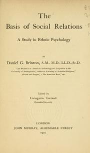 Cover of: The basis of social relations: a study in ethnic psychology