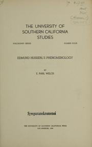 Cover of: Edmund Husserl's phenomenology