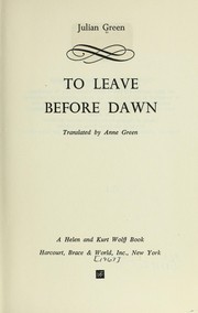 Cover of: To leave before dawn