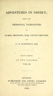 Adventures in Greece by Sir James Emerson Tennent