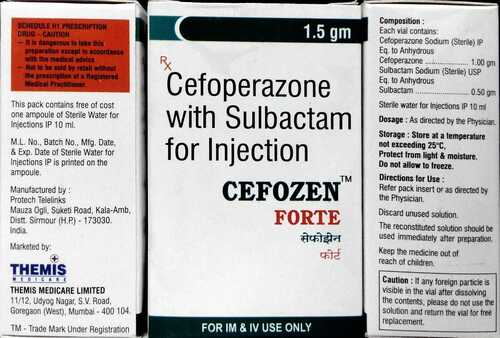 Liquid Cefzone Forte 1.5gm Cefoperazone With Sulbactam For Inj