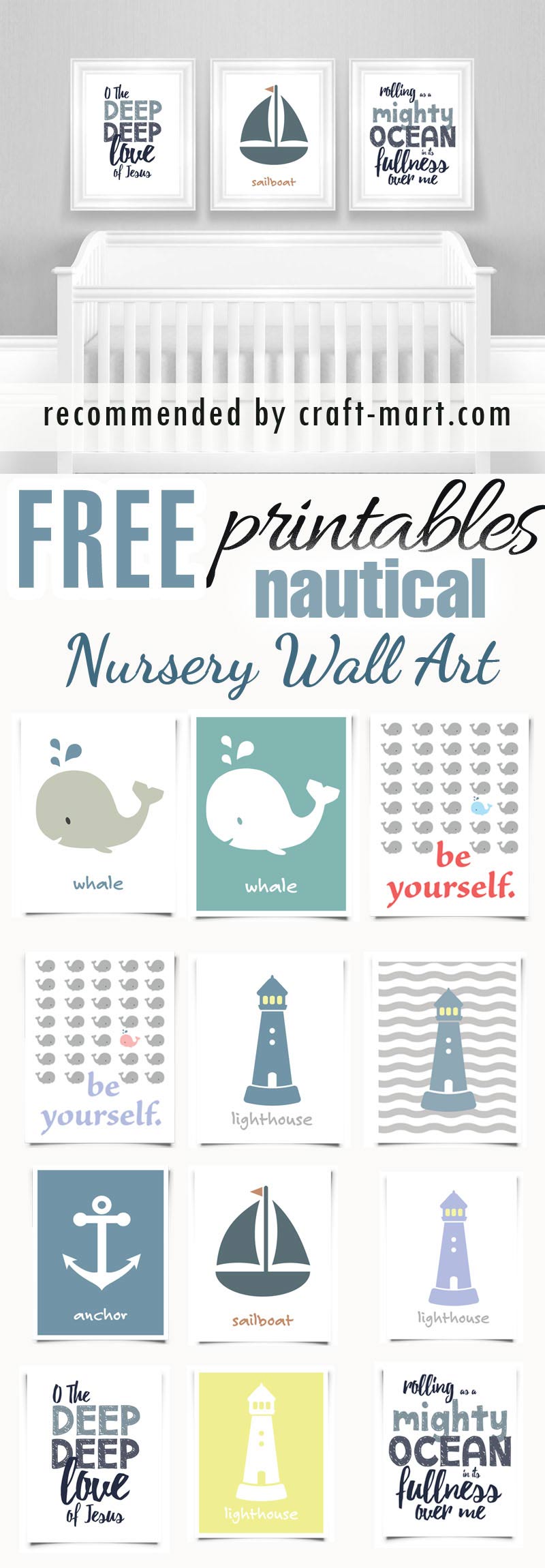 Nautical Nursery Art Prints - free printables #freeprintables #freenurseryprintables #freenurserywallart #cutenurseryprints #nauticalnurseryprintables #freenurseryprints