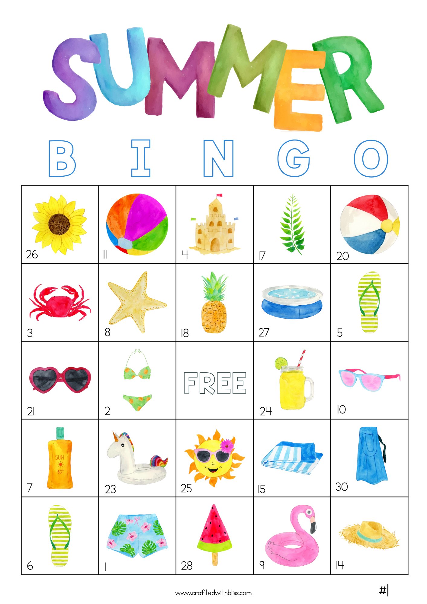 Summer Bingo Fun Pack with 50 Cards