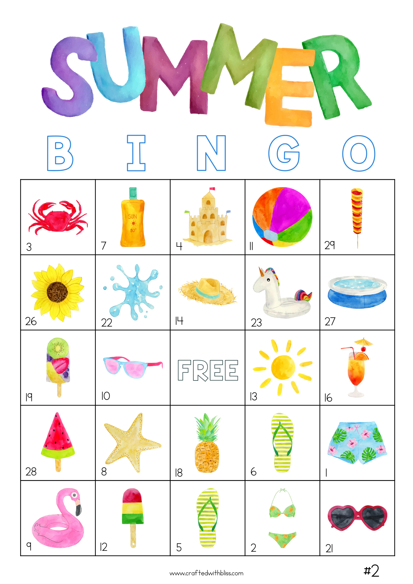 Summer Bingo Fun Pack with 50 Cards