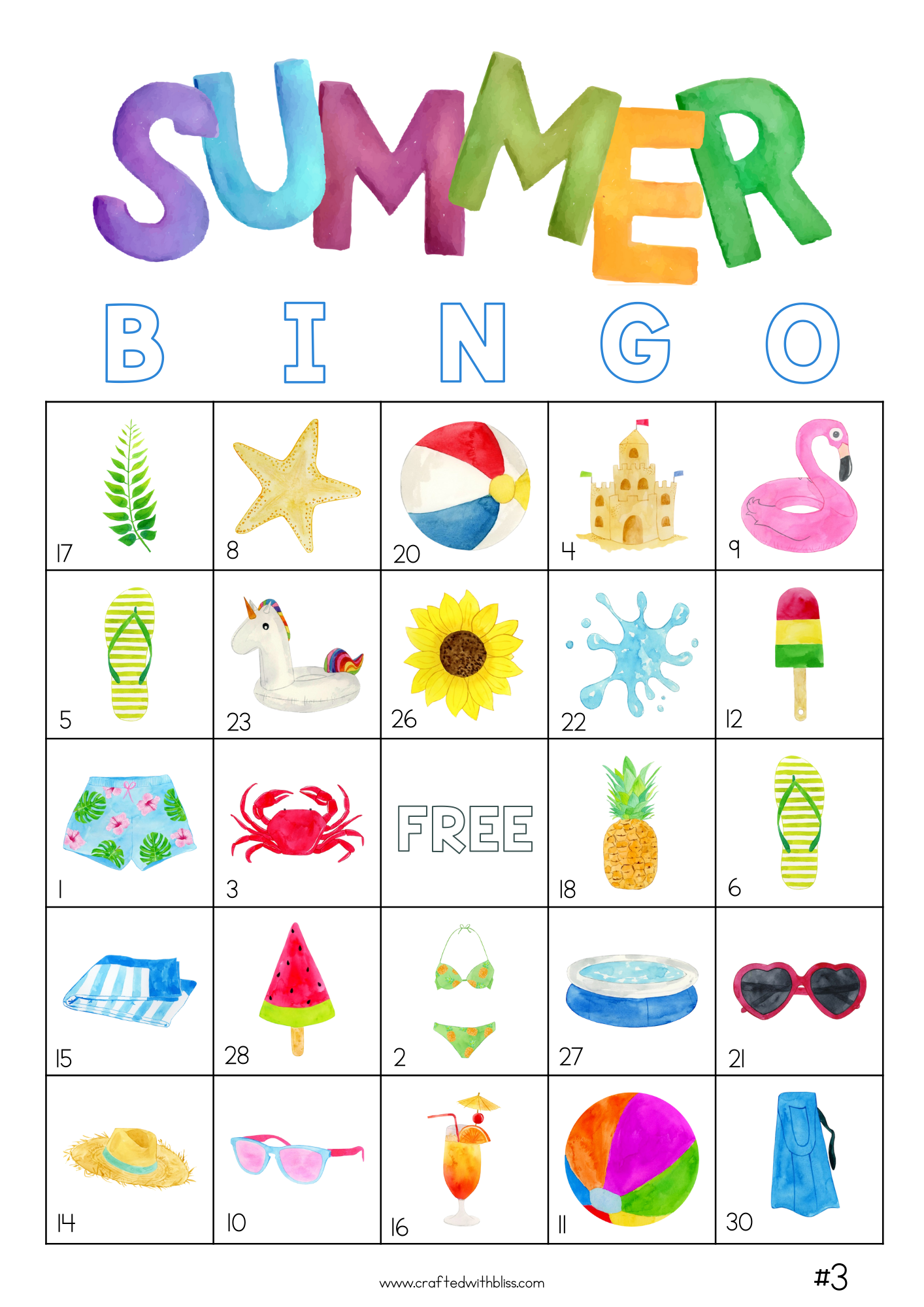 Summer Bingo Fun Pack with 50 Cards