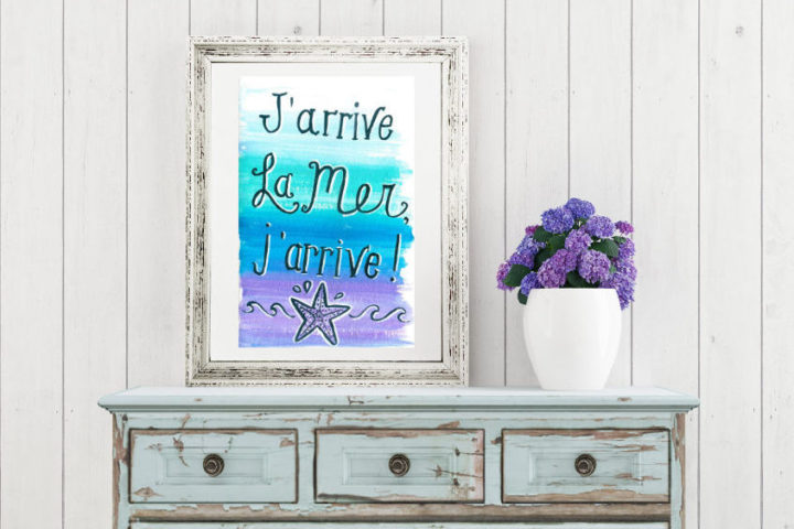 Free summer printable for you to download. It's a watercolour based hand lettering in french