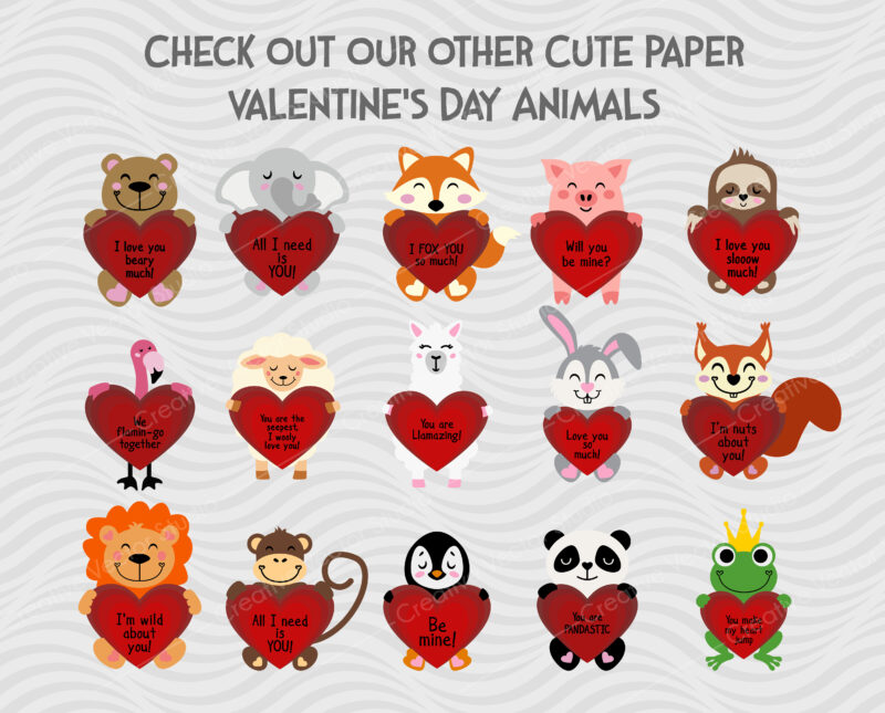 paper valentines animals svg