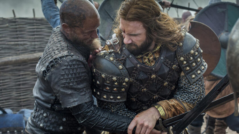 Travis Fimmel as Ragnar, Clive Standen as Rollo, Vikings