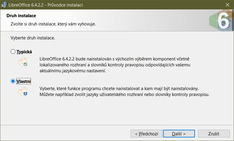 Druh instalace | Průvodce instalací