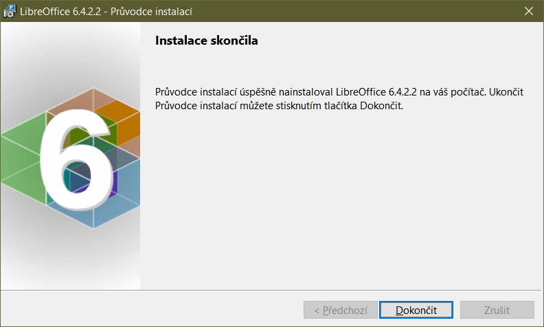 Instalace LibreOffice dokončena