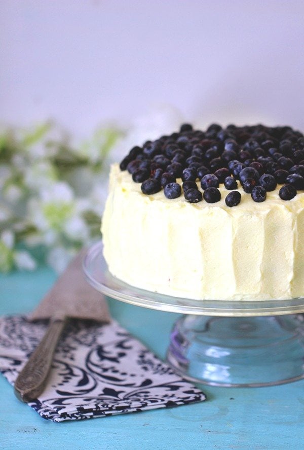 Easy Blueberry Cake with Lemon Whipped Cream Frosting