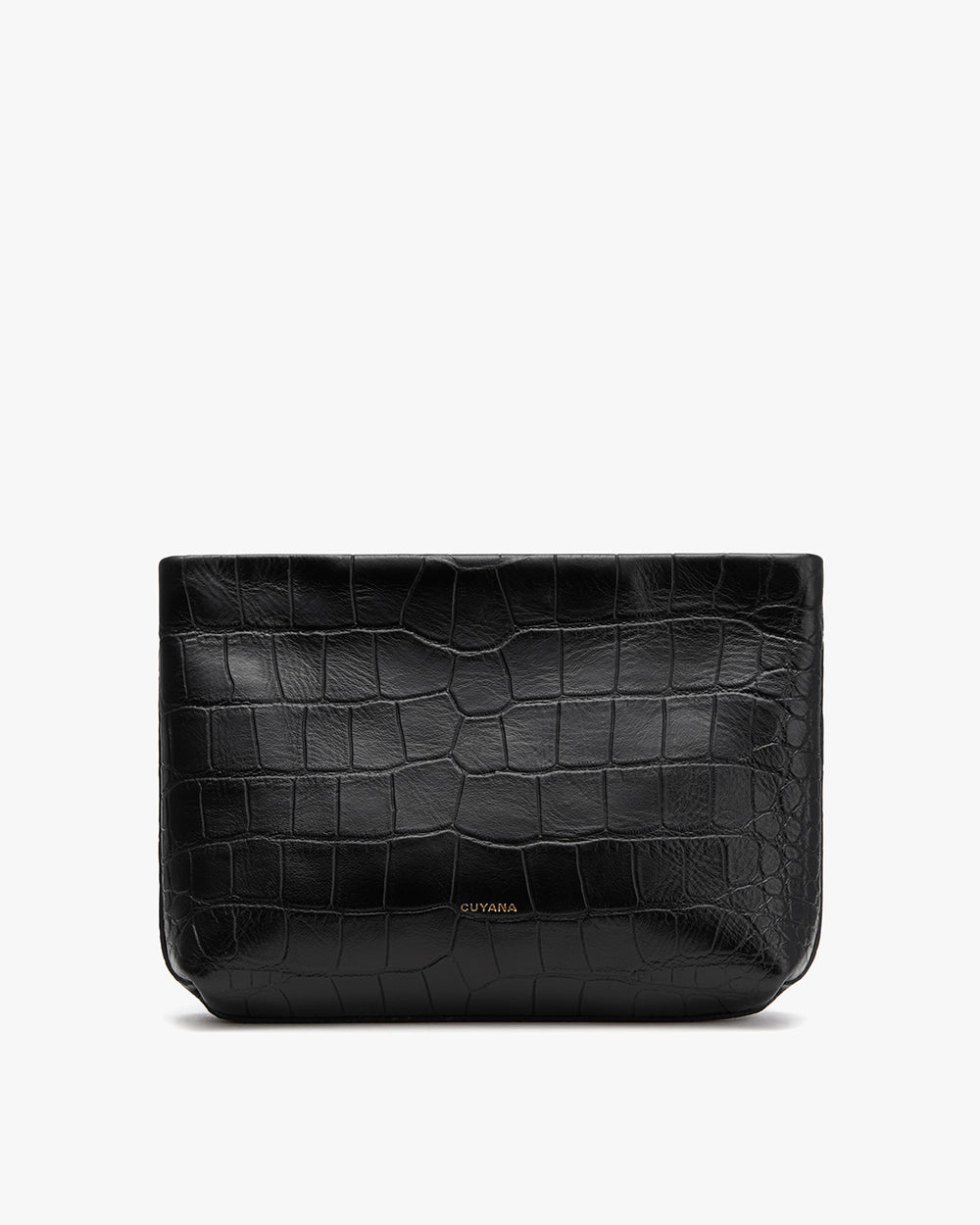 Textured clutch bag on a plain background.