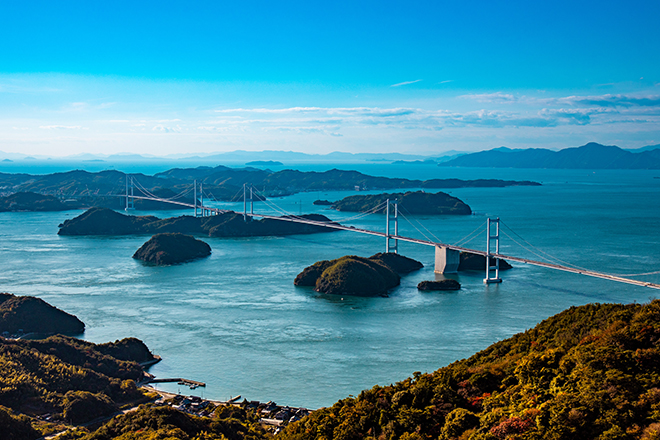 The Shimanami Kaido is like a sacred route for cyclists connecting Ehime and Hiroshima prefectures.