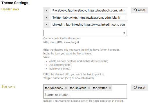 component settings