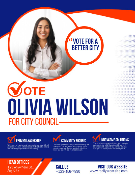 White Professional Election Flyer Template Fl | PosterMyWall