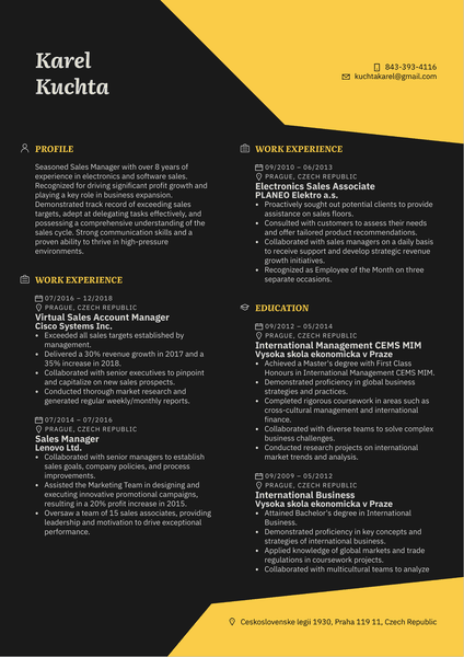 Sales Manager Resume Template