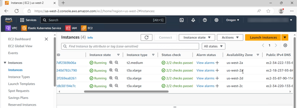 Figure 3 - List of Amazon EKS worker nodes on Amazon EC2