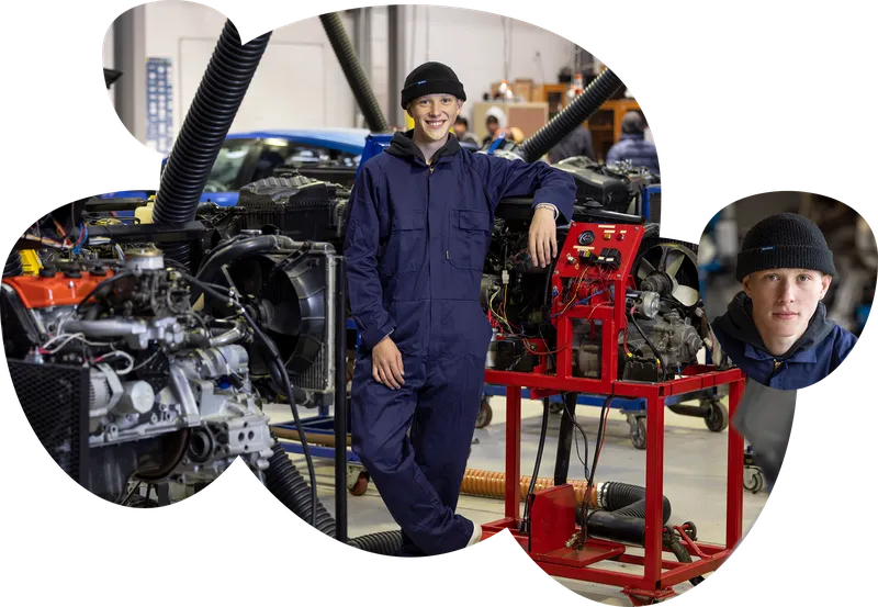 RealMe photo of young man in mechanics garage