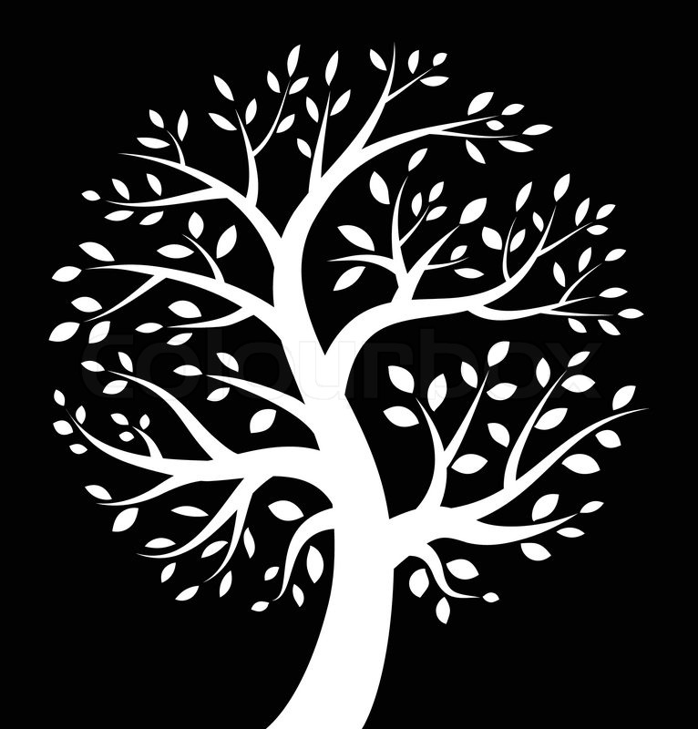 White Tree icon on black background | Stock vector | Colourbox