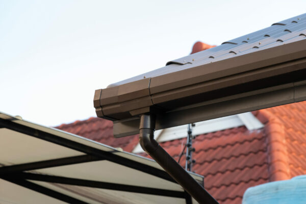 rain gutter on roof of a home