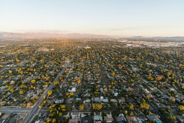 aerial view of home and streets of Los Angeles