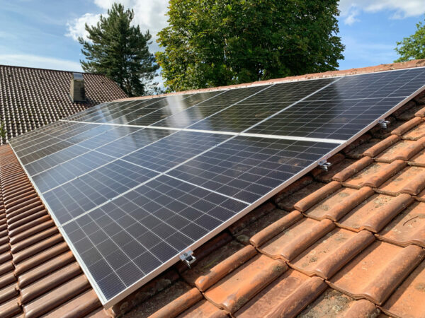 solar panel row on a roof