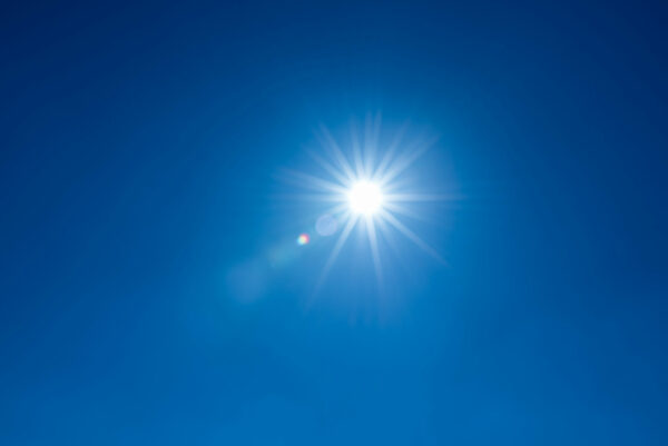 sun in a clear blue sky