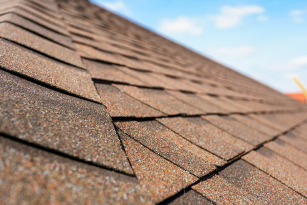 Asphalt tile roof on new home