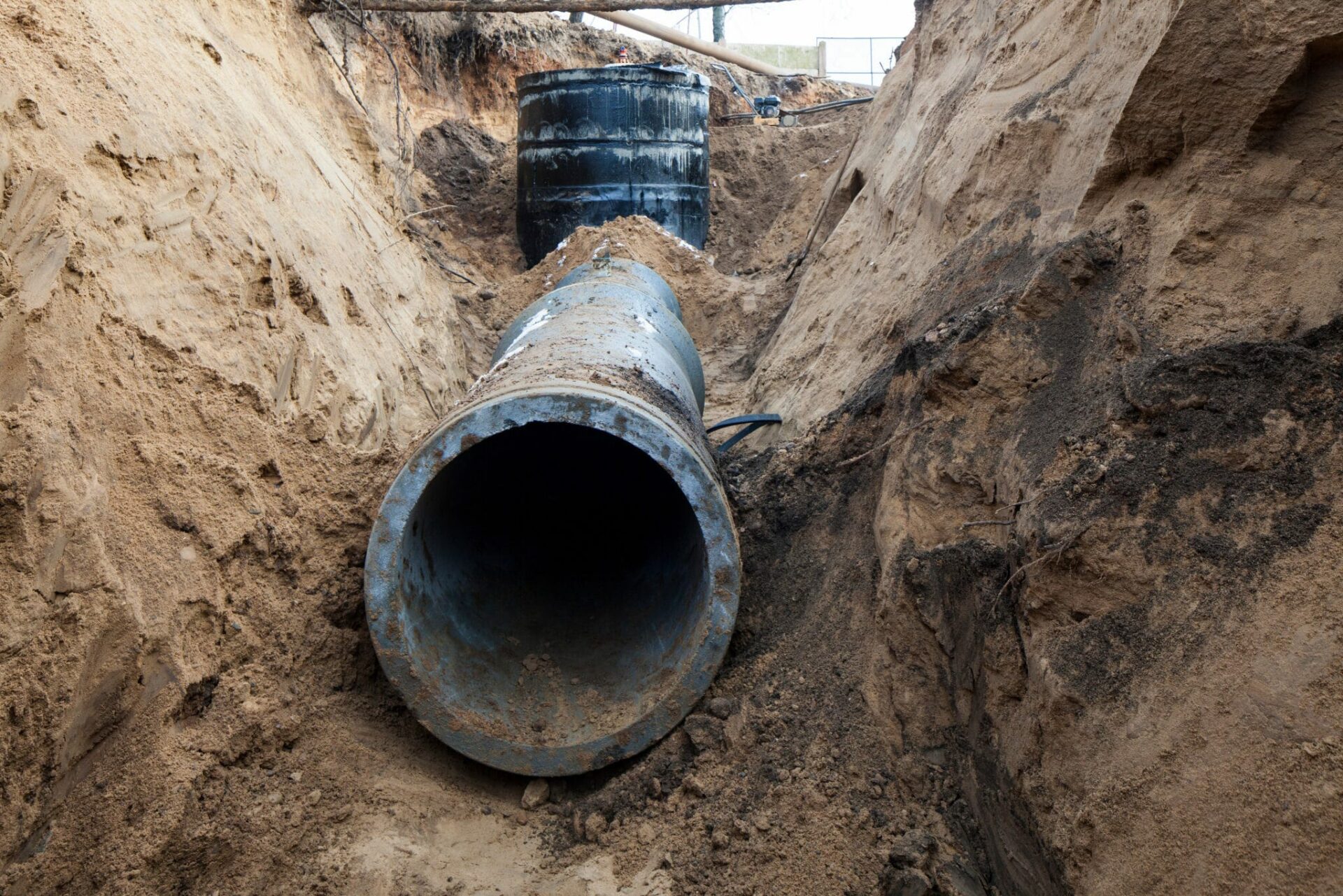 sewer pipe in the trench