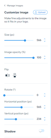 A screenshot of the Customize Image panel in the Logo Maker.
