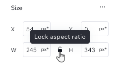 A screenshot of the lock aspect ratio icon you can click in the Inspector for any media element