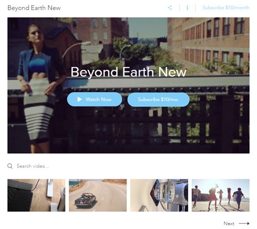 사이트의 Wix 동영상 요소 스크린샷