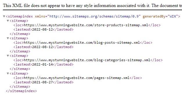 An example of a sitemap index