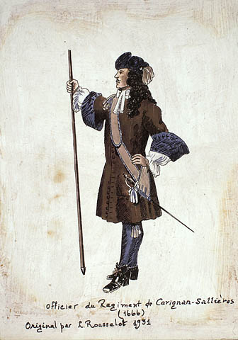 Illustration of an officer of the Carignan-Salières Regiment, 1666