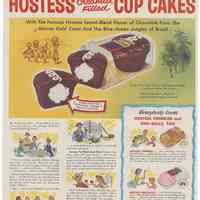 Ad, Hostess Cup Cakes: Hostess Cream Filled Cup Cakes. By Continental Baking Co.; in Life, June 11, 1956.