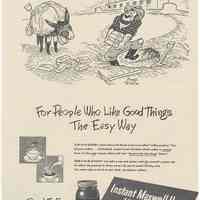 Ad, Instant Maxwell House: For People Who LIke Good Things... (Tashlin gold prospector artwork.) By General Foods; Life, Apr. 19, 1948.