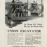 Ad, magazine: Union Excavator. Union Iron Works, Lackawanna Siding, Hoboken, N.J. Oct. 4, 1917.