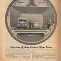 Ad, magazine: Bethlehem Steel preview of Lincoln Tunnel third tube; unknown publ., Feb. 1954.