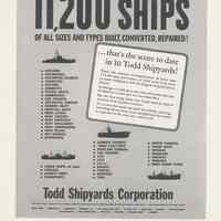 Ad, magazine: 11,200 Ships of All Sizes and Types Built, Converted Repaired! ... that